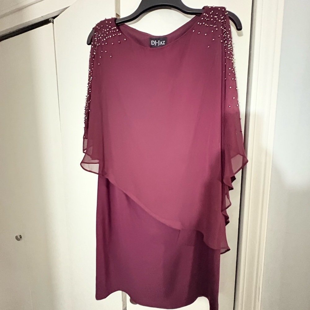 DHJaz Burgundy Beaded Dress​